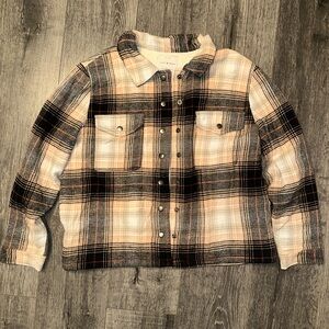 Lucky Brand Woman’s Sherpa Lined Plaid Shacket